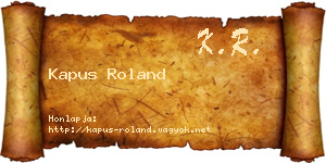Kapus Roland névjegykártya